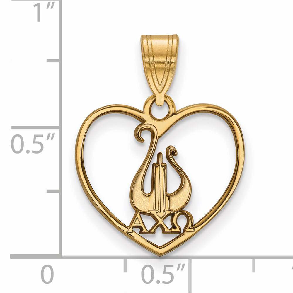 Alternate view of the 14K Plated Silver Alpha Chi Omega Heart Pendant by The Black Bow Jewelry Co.
