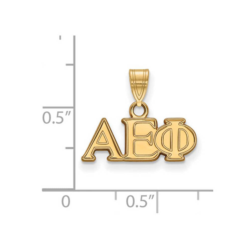 Alternate view of the 14K Plated Silver Alpha Epsilon Phi Small Greek Letters Pendant by The Black Bow Jewelry Co.