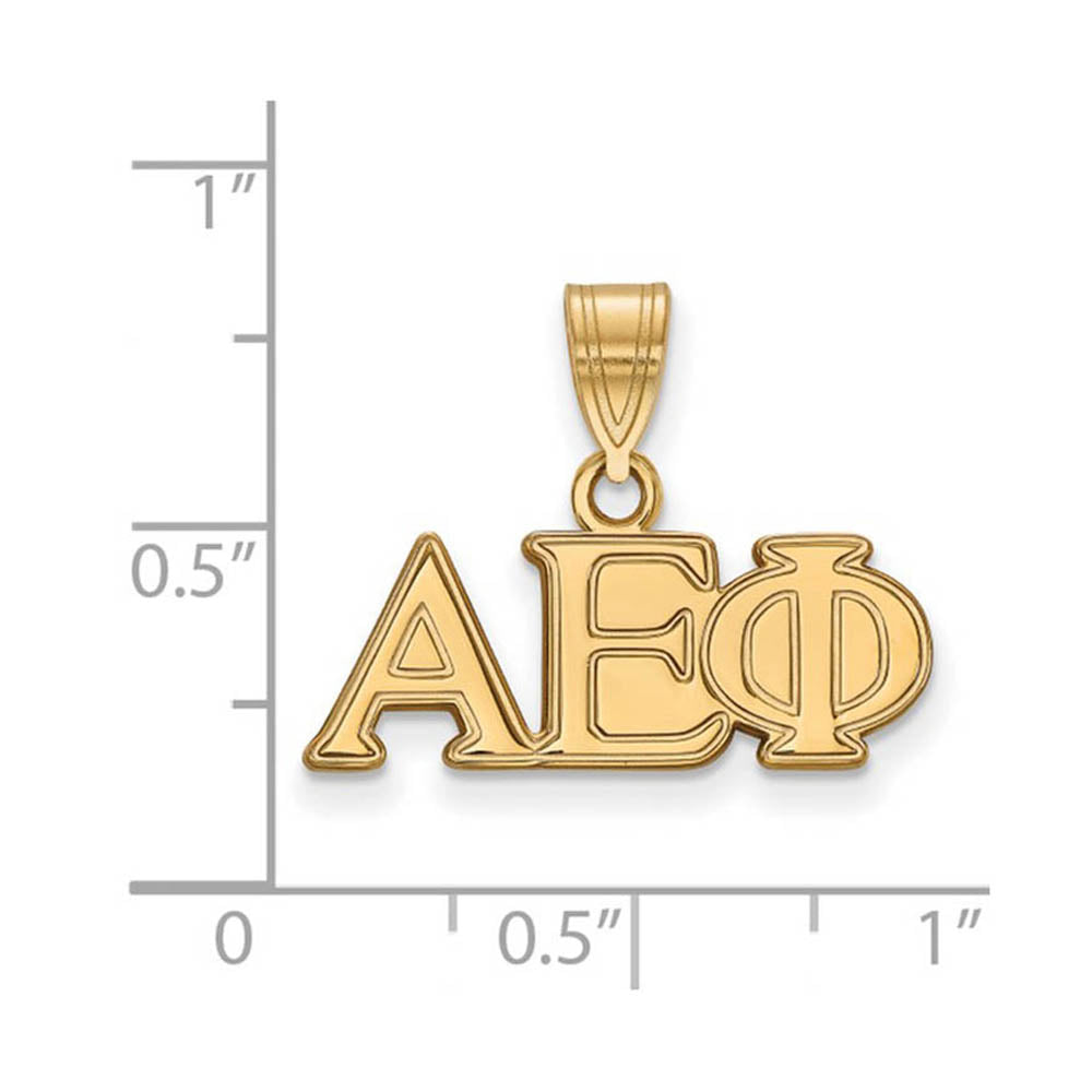 Alternate view of the 14K Plated Silver Alpha Epsilon Phi Medium Greek Letters Pendant by The Black Bow Jewelry Co.