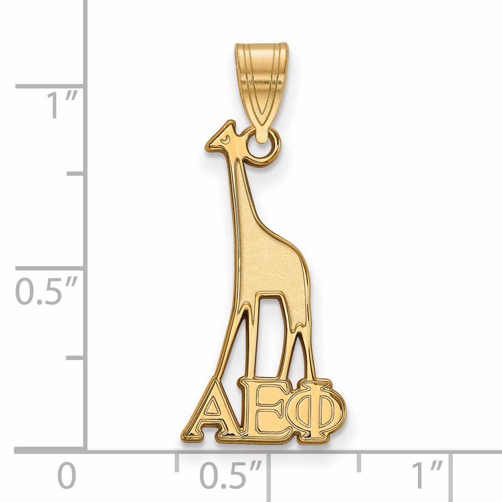 Alternate view of the 14K Plated Silver Alpha Epsilon Phi Medium Pendant by The Black Bow Jewelry Co.