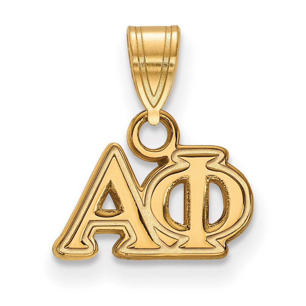 14K Plated Silver Alpha Phi Small Greek Letters Pendant, Item P27174 by The Black Bow Jewelry Co.