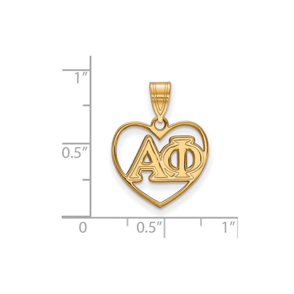Alternate view of the 14K Plated Silver Alpha Phi Heart Greek Letters Pendant by The Black Bow Jewelry Co.