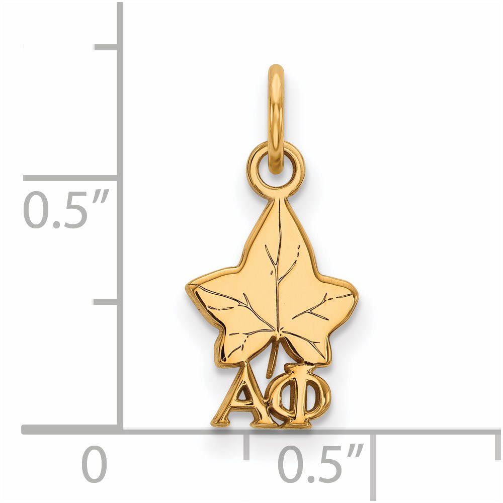 Alternate view of the 14K Gold Plated Silver Alpha Phi XS (Tiny) Charm or Pendant by The Black Bow Jewelry Co.