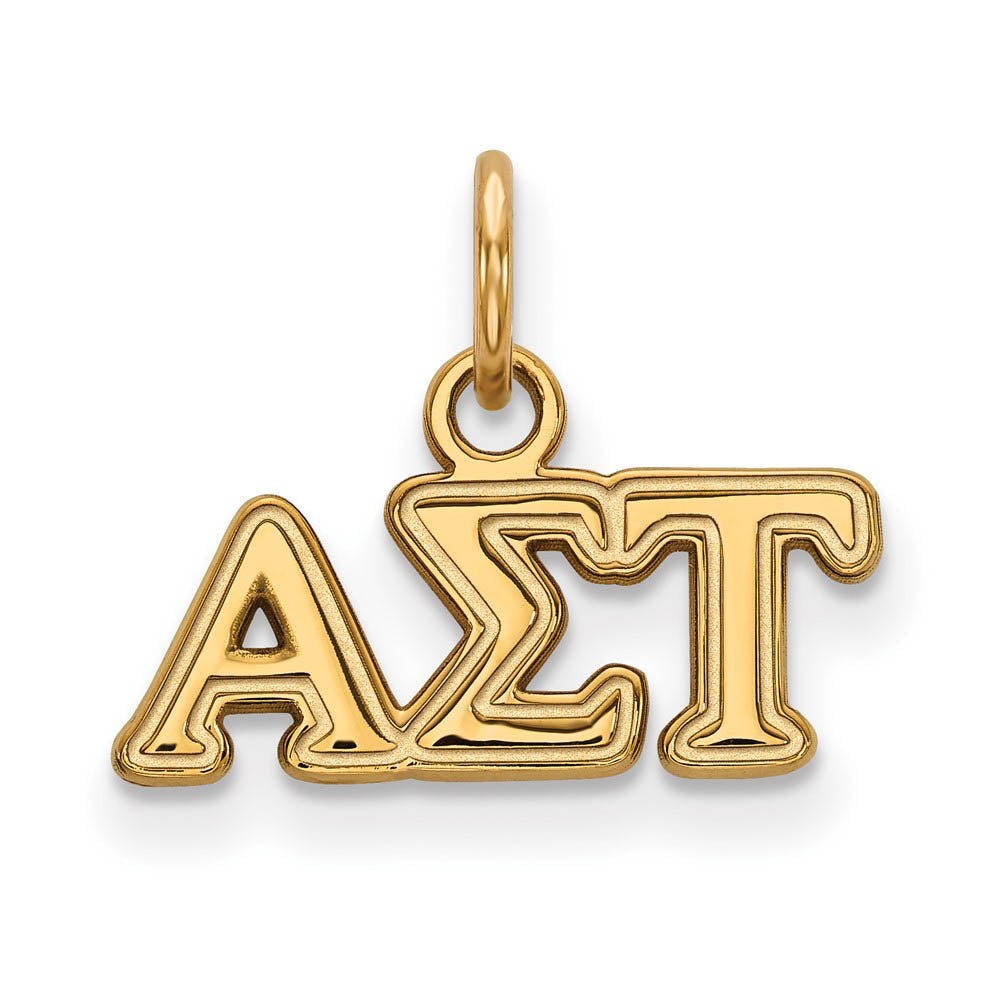 14K Gold Plated Silver Alpha Sigma Tau XS (Tiny) Greek Letters Charm, Item P27183 by The Black Bow Jewelry Co.