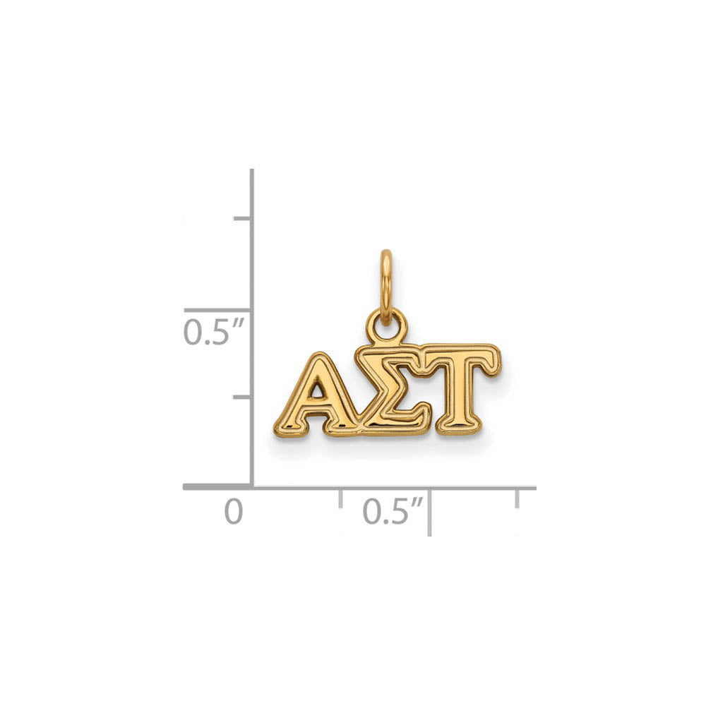 Alternate view of the 14K Gold Plated Silver Alpha Sigma Tau XS (Tiny) Greek Letters Charm by The Black Bow Jewelry Co.