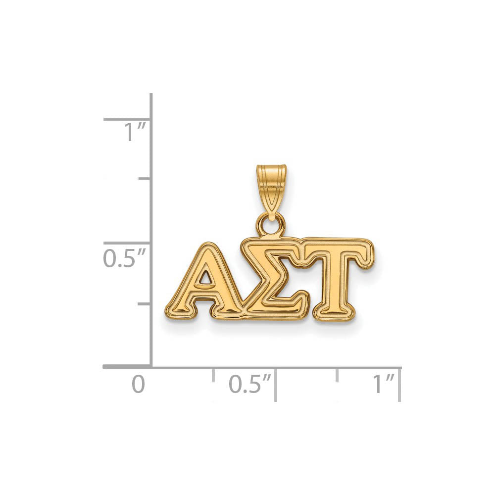 Alternate view of the 14K Plated Silver Alpha Sigma Tau Small Greek Letters Pendant by The Black Bow Jewelry Co.