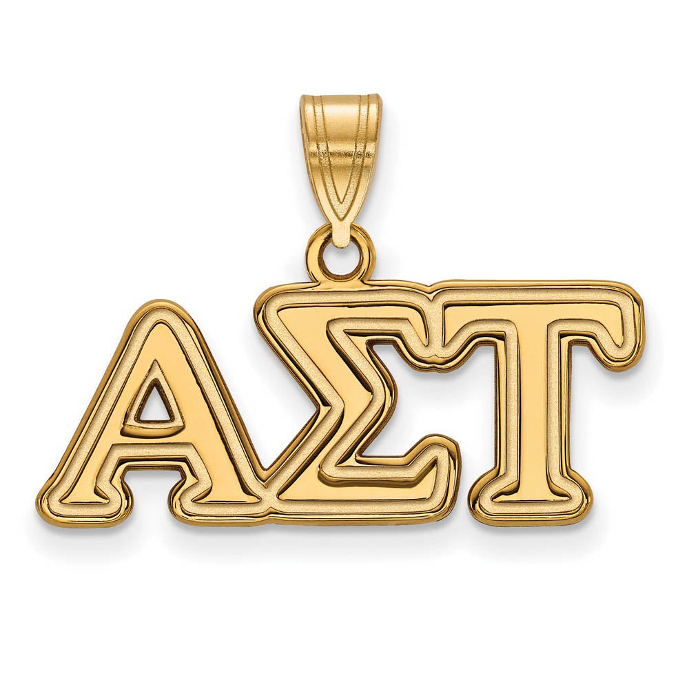14K Plated Silver Alpha Sigma Tau Medium Greek Letters Pendant, Item P27185 by The Black Bow Jewelry Co.