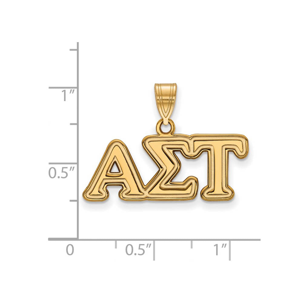 Alternate view of the 14K Plated Silver Alpha Sigma Tau Medium Greek Letters Pendant by The Black Bow Jewelry Co.