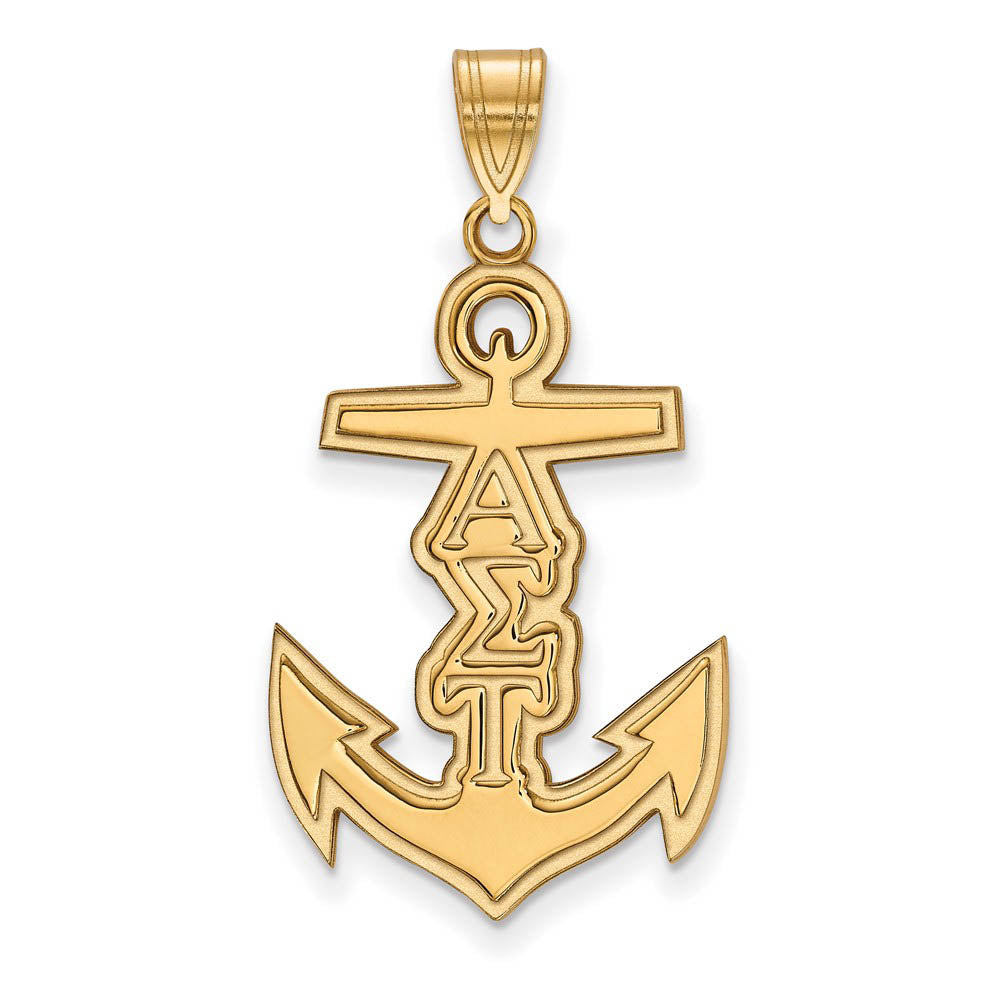 14K Plated Silver Alpha Sigma Tau Medium Pendant, Item P27190 by The Black Bow Jewelry Co.