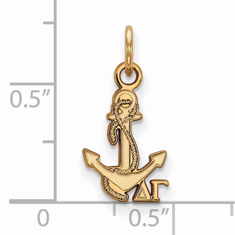 Alternate view of the 14K Gold Plated Silver Delta Gamma XS (Tiny) Charm or Pendant by The Black Bow Jewelry Co.