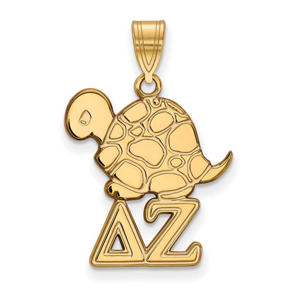 14K Plated Silver Delta Zeta Medium Pendant, Item P27200 by The Black Bow Jewelry Co.