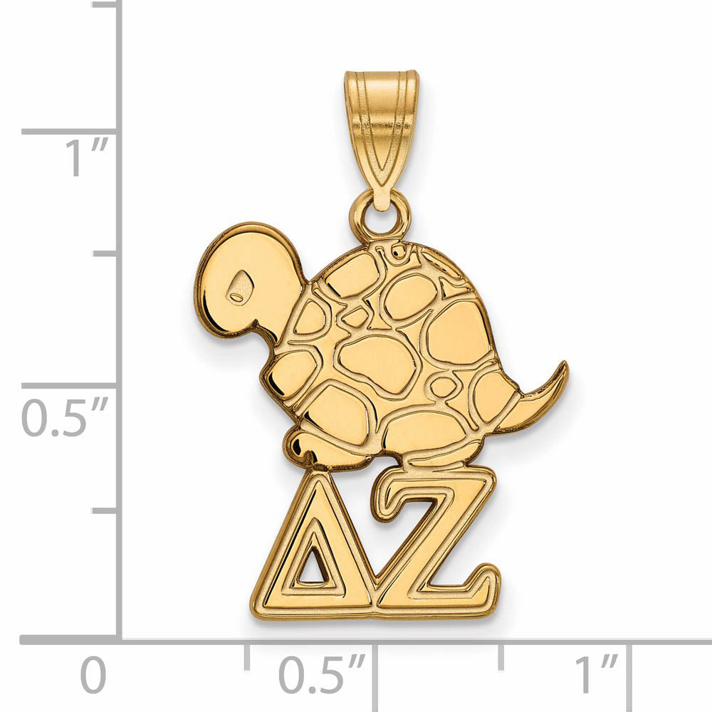 Alternate view of the 14K Plated Silver Delta Zeta Medium Pendant by The Black Bow Jewelry Co.
