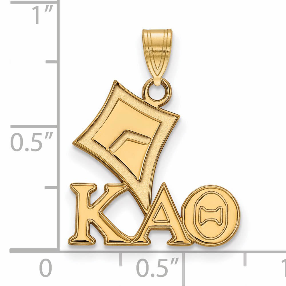 Alternate view of the 14K Plated Silver Kappa Alpha Theta Small Pendant by The Black Bow Jewelry Co.