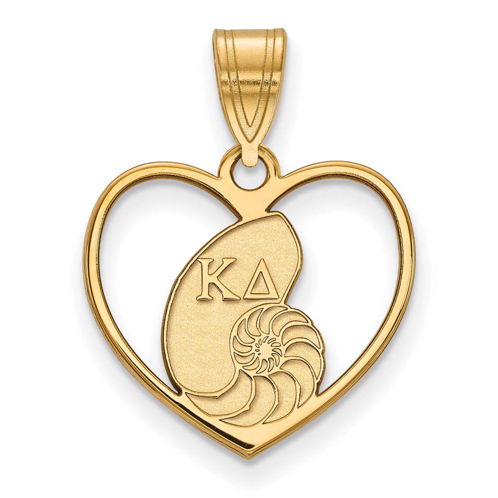 14K Plated Silver Kappa Delta Heart Pendant, Item P27211 by The Black Bow Jewelry Co.