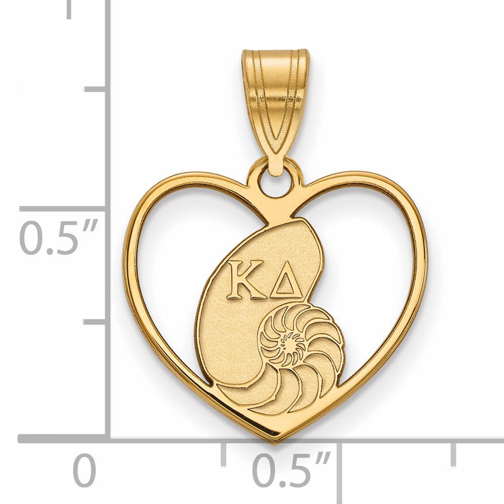 Alternate view of the 14K Plated Silver Kappa Delta Heart Pendant by The Black Bow Jewelry Co.