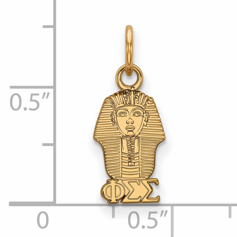 Alternate view of the 14K Gold Plated Silver Phi Sigma Sigma XS (Tiny) Charm or Pendant by The Black Bow Jewelry Co.
