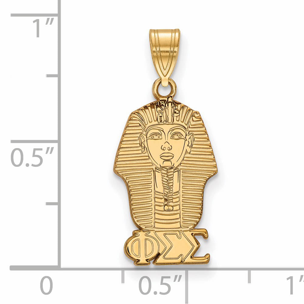 Alternate view of the 14K Plated Silver Phi Sigma Sigma Small Pendant by The Black Bow Jewelry Co.