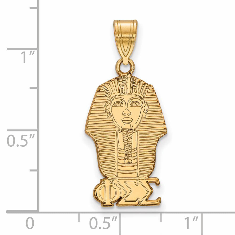 Alternate view of the 14K Plated Silver Phi Sigma Sigma Medium Pendant by The Black Bow Jewelry Co.