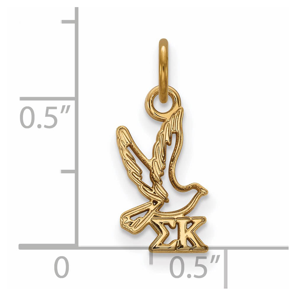 Alternate view of the 14K Gold Plated Silver Sigma Kappa XS (Tiny) Charm or Pendant by The Black Bow Jewelry Co.
