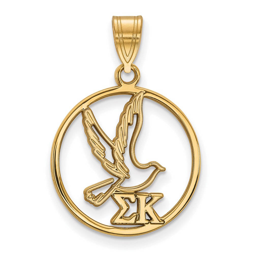 14K Plated Silver Sigma Kappa Medium Circle Pendant, Item P27223 by The Black Bow Jewelry Co.