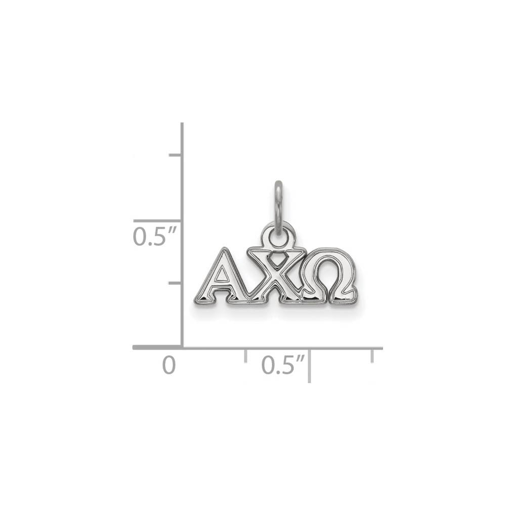 Alternate view of the Sterling Silver Alpha Chi Omega XS (Tiny) Charm or Pendant by The Black Bow Jewelry Co.