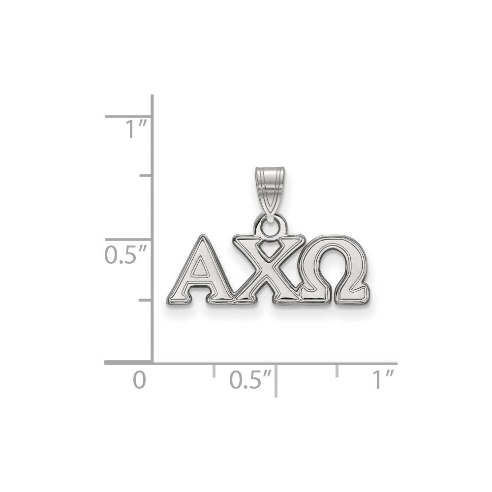 Alternate view of the Sterling Silver Alpha Chi Omega Small Greek Letters Pendant by The Black Bow Jewelry Co.