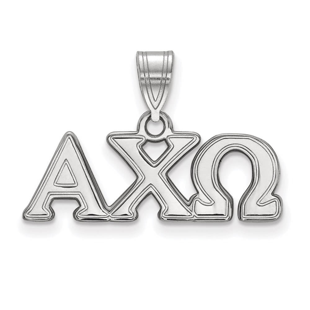 Sterling Silver Alpha Chi Omega Medium Greek Letters Pendant, Item P27227 by The Black Bow Jewelry Co.