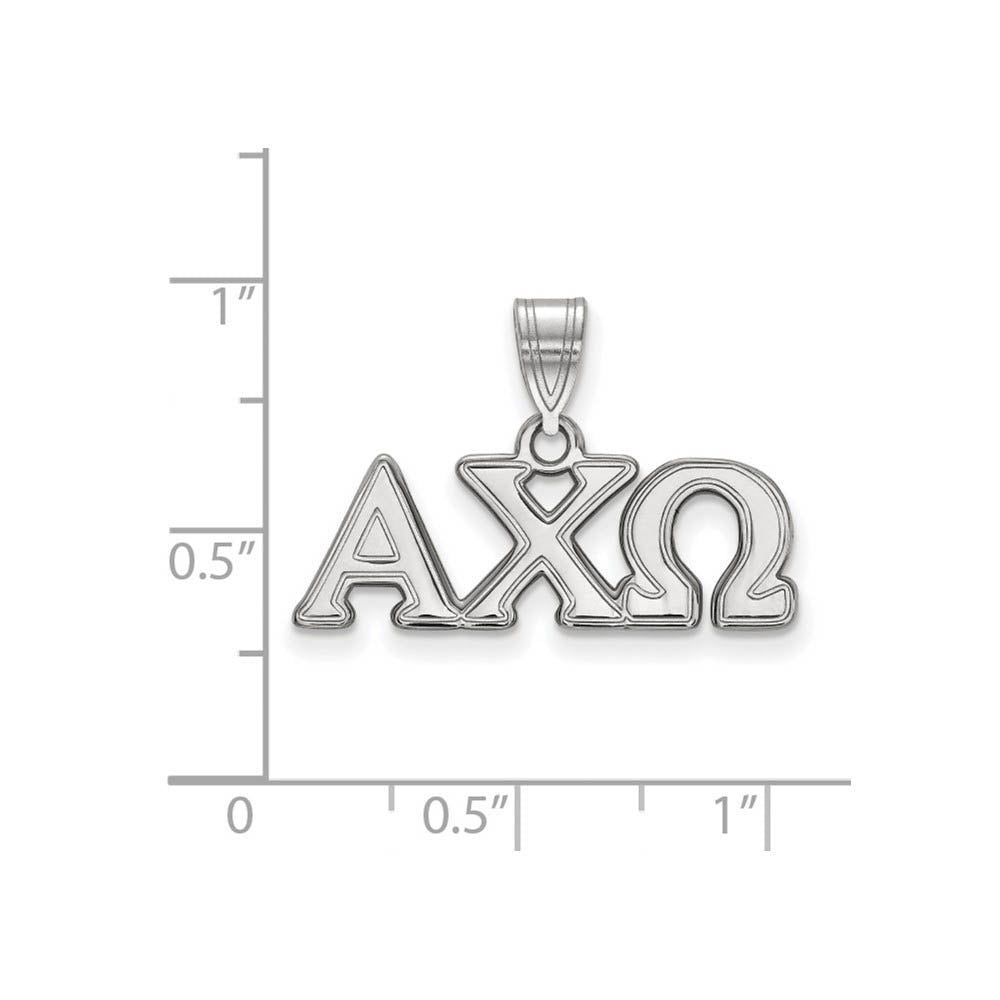 Alternate view of the Sterling Silver Alpha Chi Omega Medium Greek Letters Pendant by The Black Bow Jewelry Co.