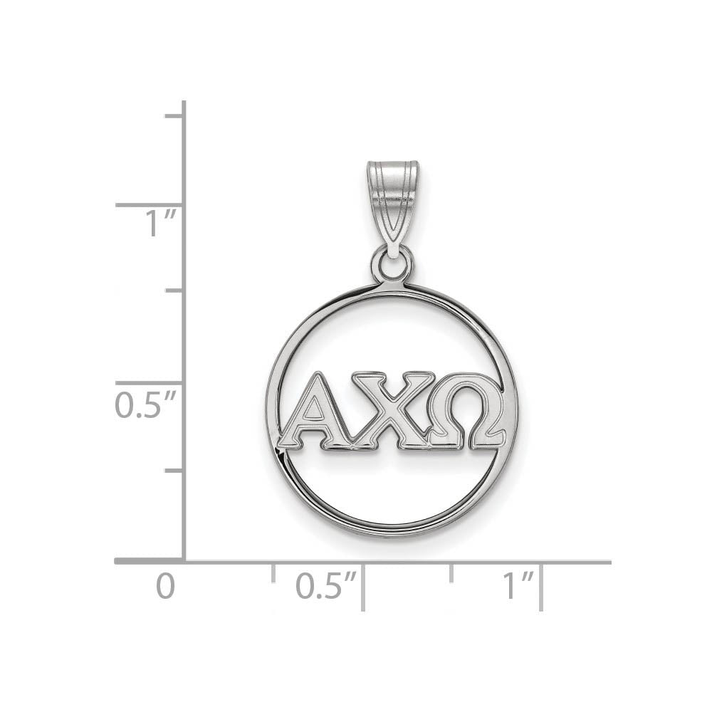 Alternate view of the Sterling Silver Alpha Chi Omega Large Circle Greek Letters Pendant by The Black Bow Jewelry Co.