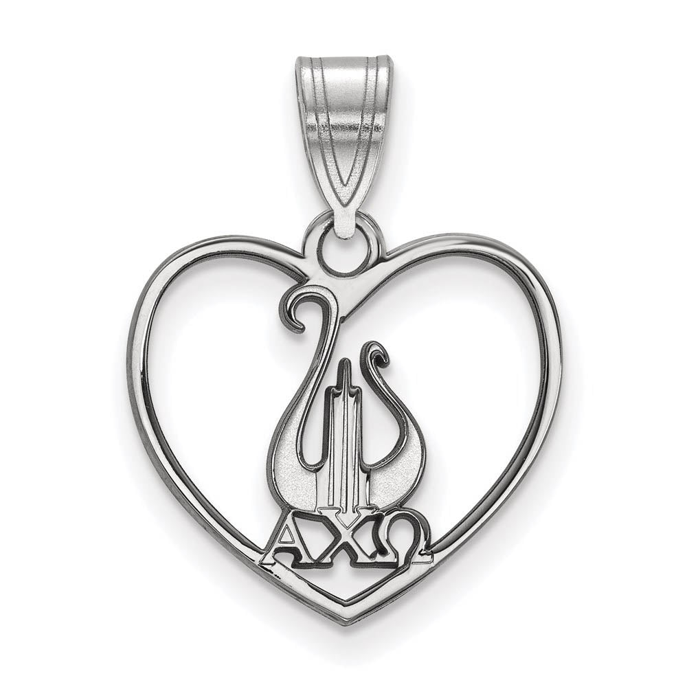 Sterling Silver Alpha Chi Omega Heart Pendant, Item P27233 by The Black Bow Jewelry Co.