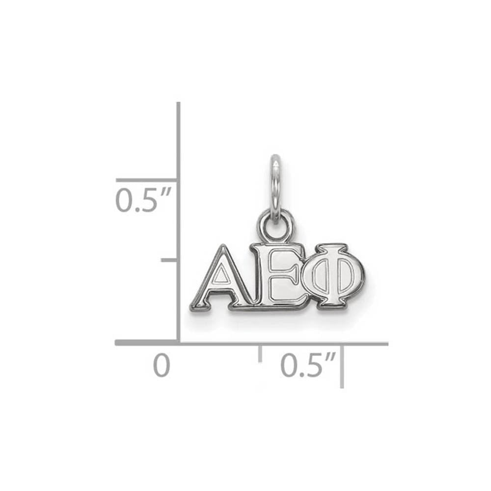 Alternate view of the Sterling Silver Alpha Epsilon Phi XS (Tiny) Greek Letters Charm by The Black Bow Jewelry Co.
