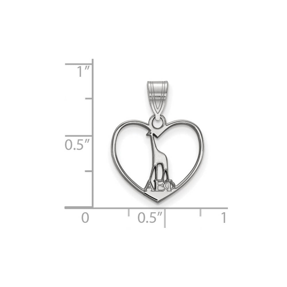 Alternate view of the Sterling Silver Alpha Epsilon Phi Heart Pendant by The Black Bow Jewelry Co.