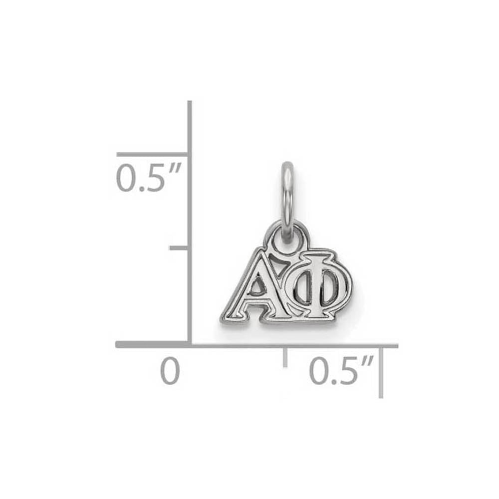Alternate view of the Sterling Silver Alpha Phi XS (Tiny) Greek Letters Charm by The Black Bow Jewelry Co.