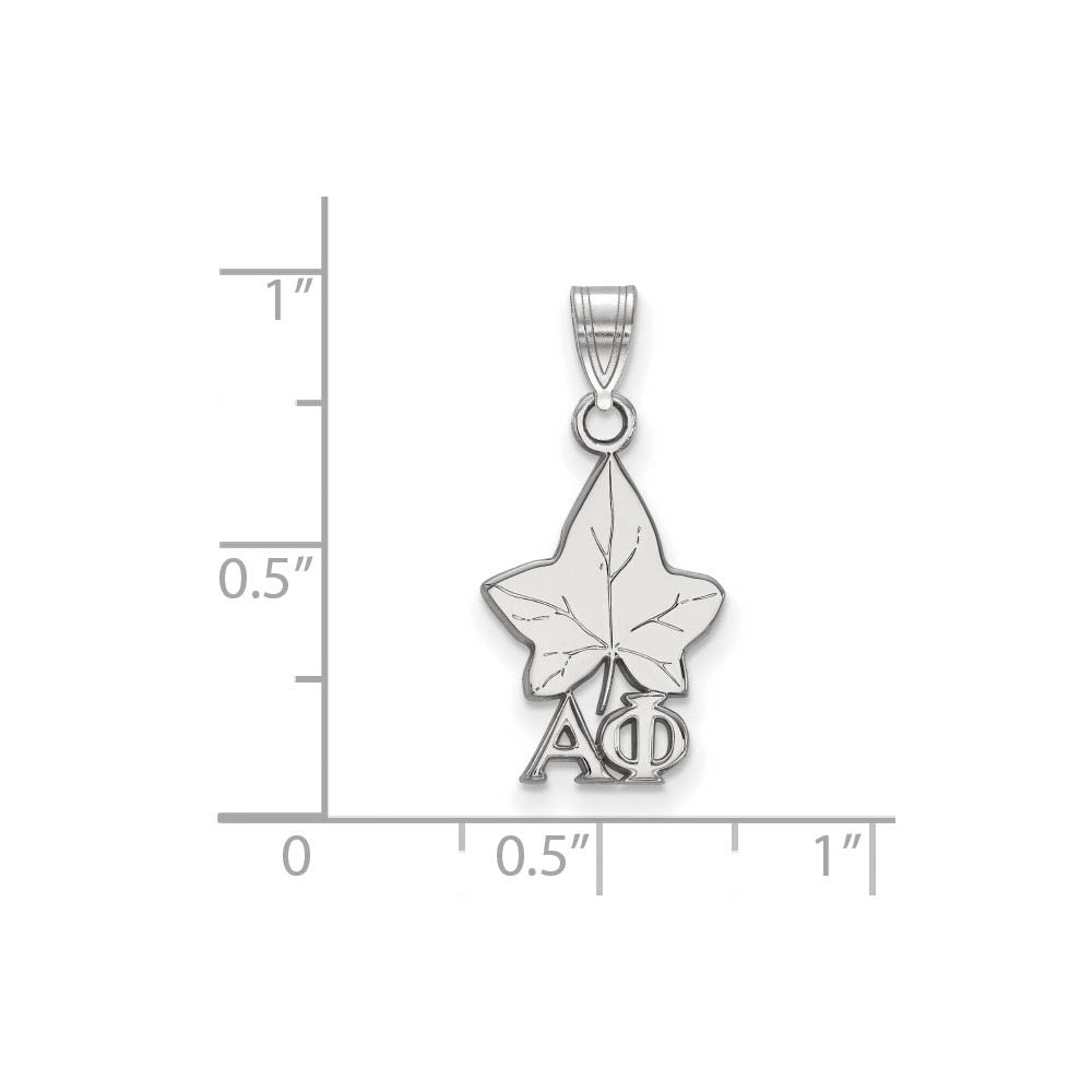 Alternate view of the Sterling Silver Alpha Phi Small Pendant by The Black Bow Jewelry Co.