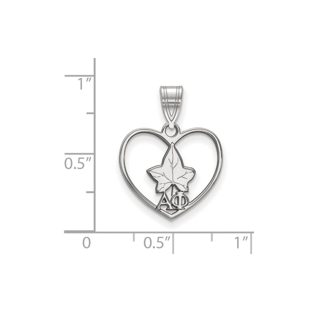 Alternate view of the Sterling Silver Alpha Phi Heart Pendant by The Black Bow Jewelry Co.