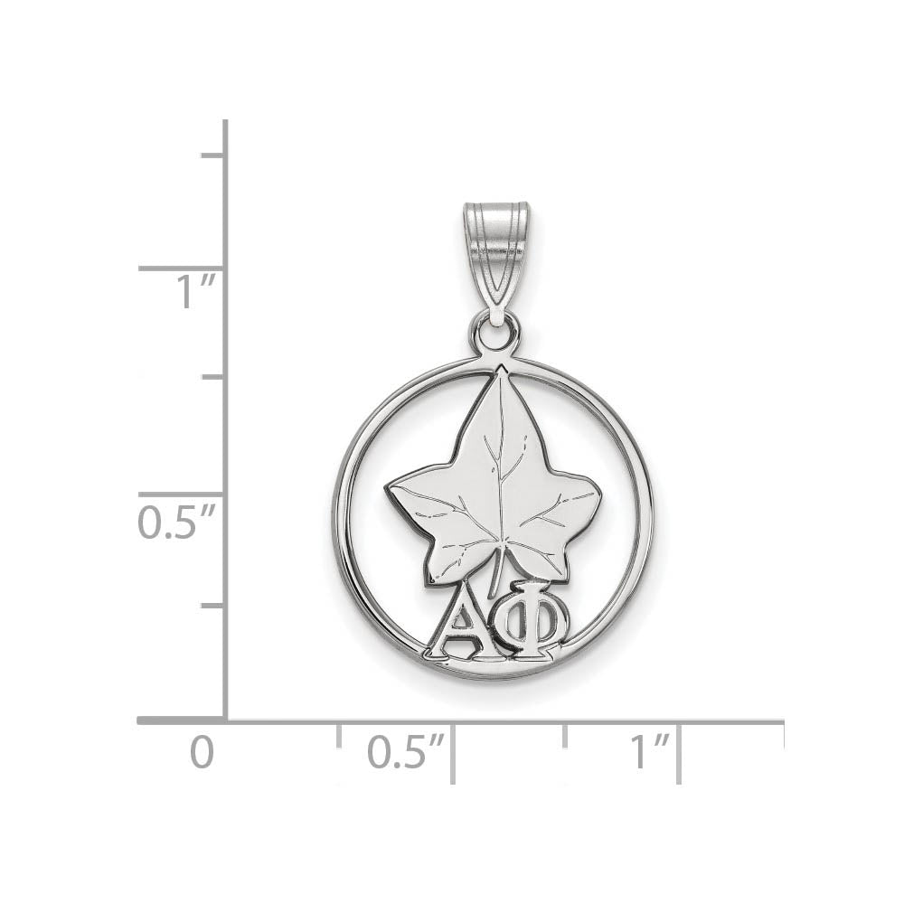 Alternate view of the Sterling Silver Alpha Phi Medium Circle Pendant by The Black Bow Jewelry Co.