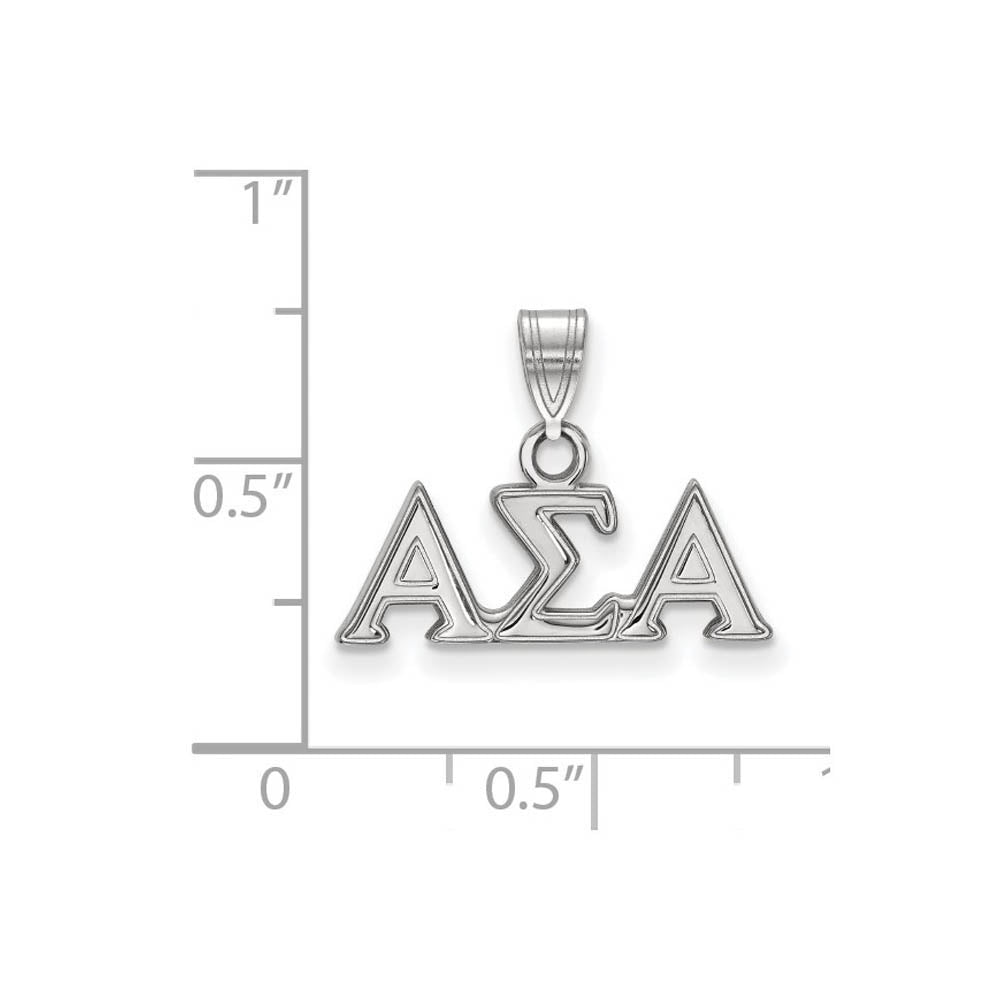 Alternate view of the Sterling Silver Alpha Sigma Alpha Small Greek Letters Pendant by The Black Bow Jewelry Co.