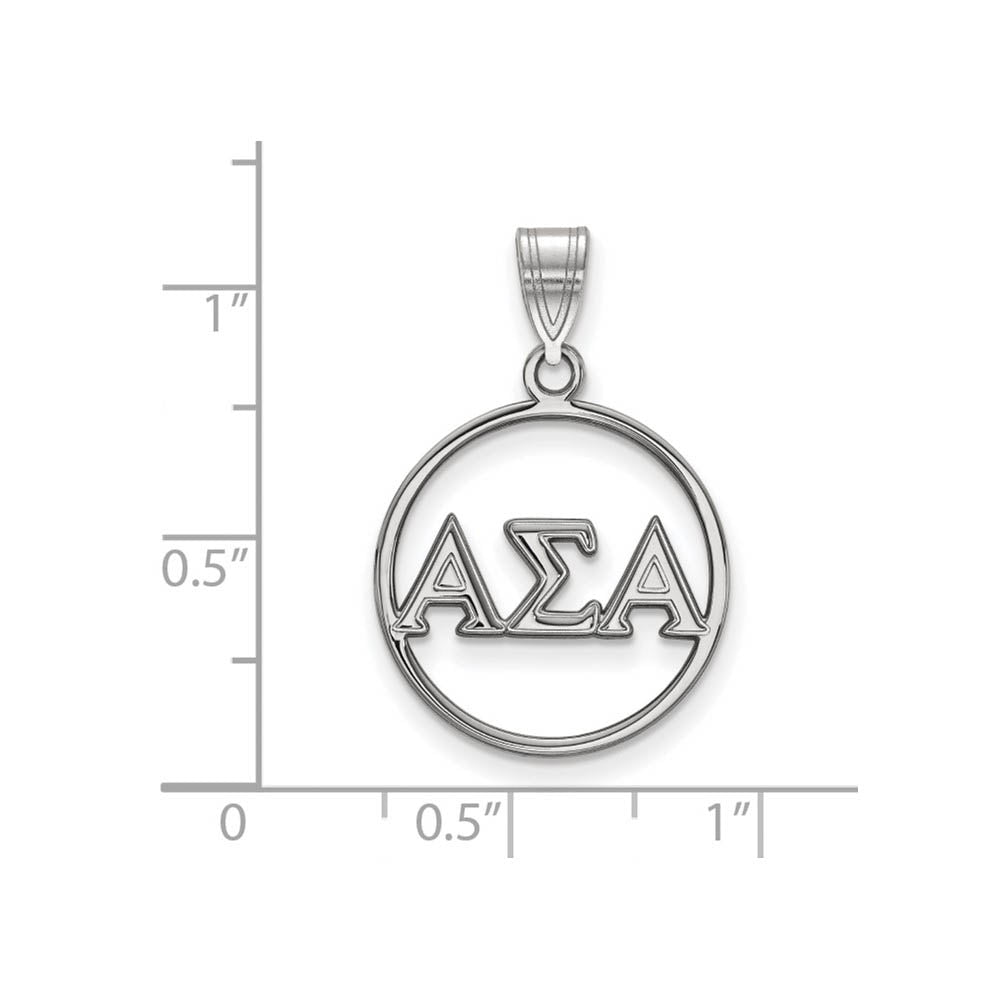 Alternate view of the Sterling Silver Alpha Sigma Alpha Small Circle Greek Letters Pendant by The Black Bow Jewelry Co.