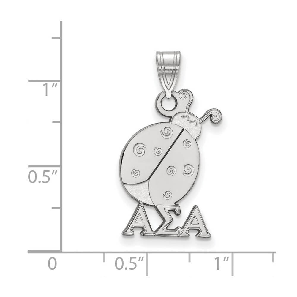 Alternate view of the Sterling Silver Alpha Sigma Alpha Medium Pendant by The Black Bow Jewelry Co.
