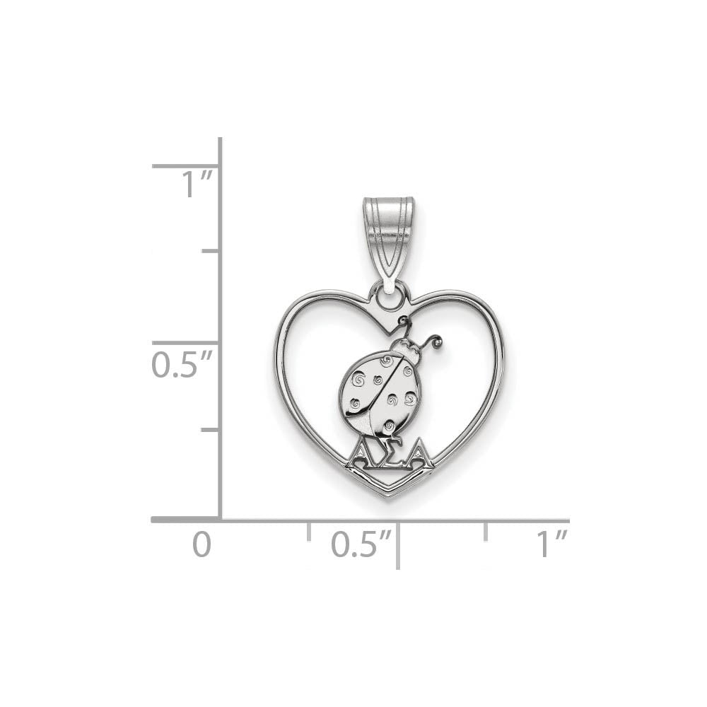 Alternate view of the Sterling Silver Alpha Sigma Alpha Heart Pendant by The Black Bow Jewelry Co.