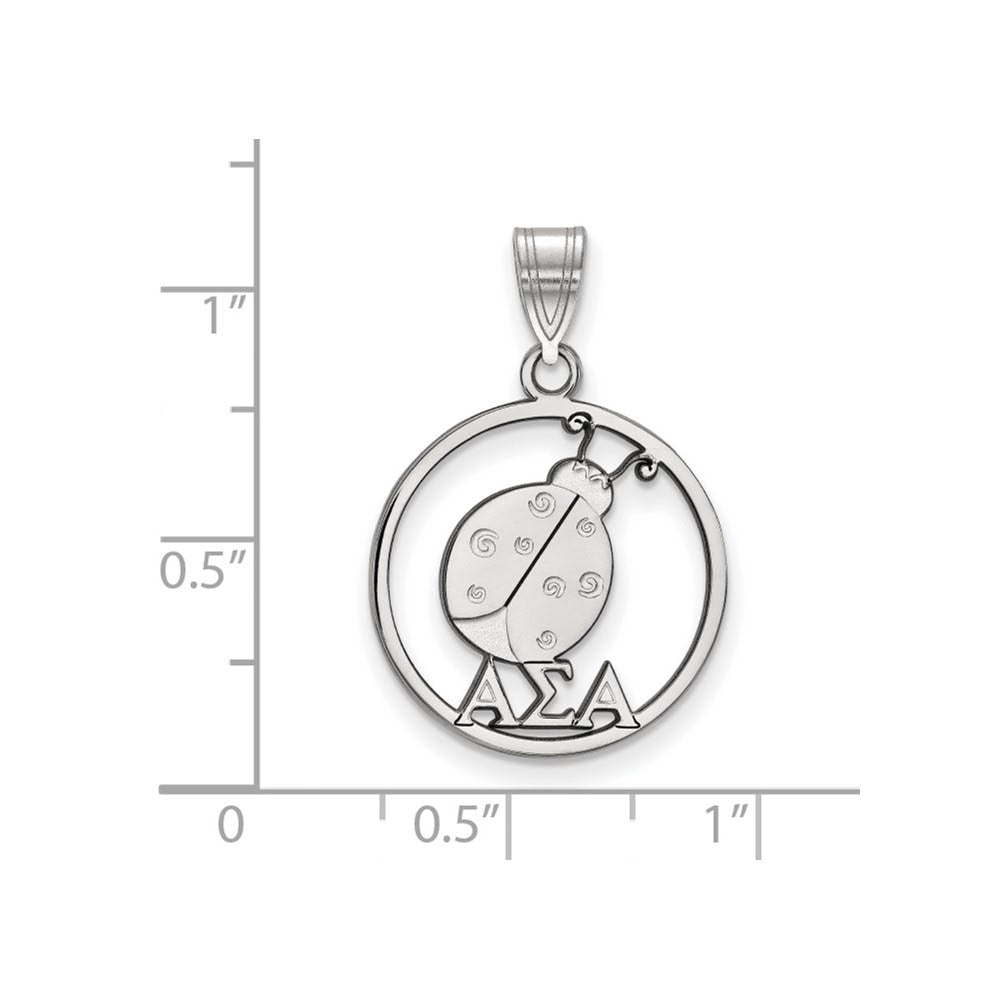 Alternate view of the Sterling Silver Alpha Sigma Alpha Medium Circle Pendant by The Black Bow Jewelry Co.