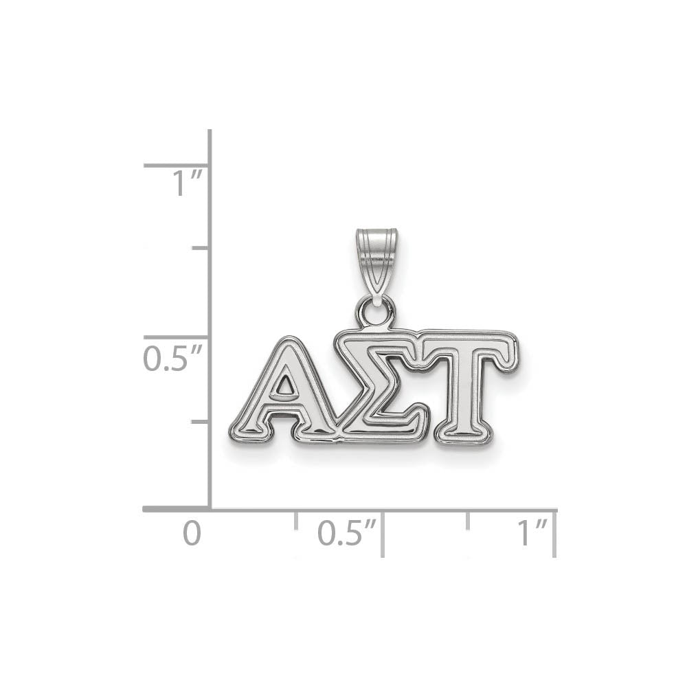 Alternate view of the Sterling Silver Alpha Sigma Tau Small Greek Letters Pendant by The Black Bow Jewelry Co.