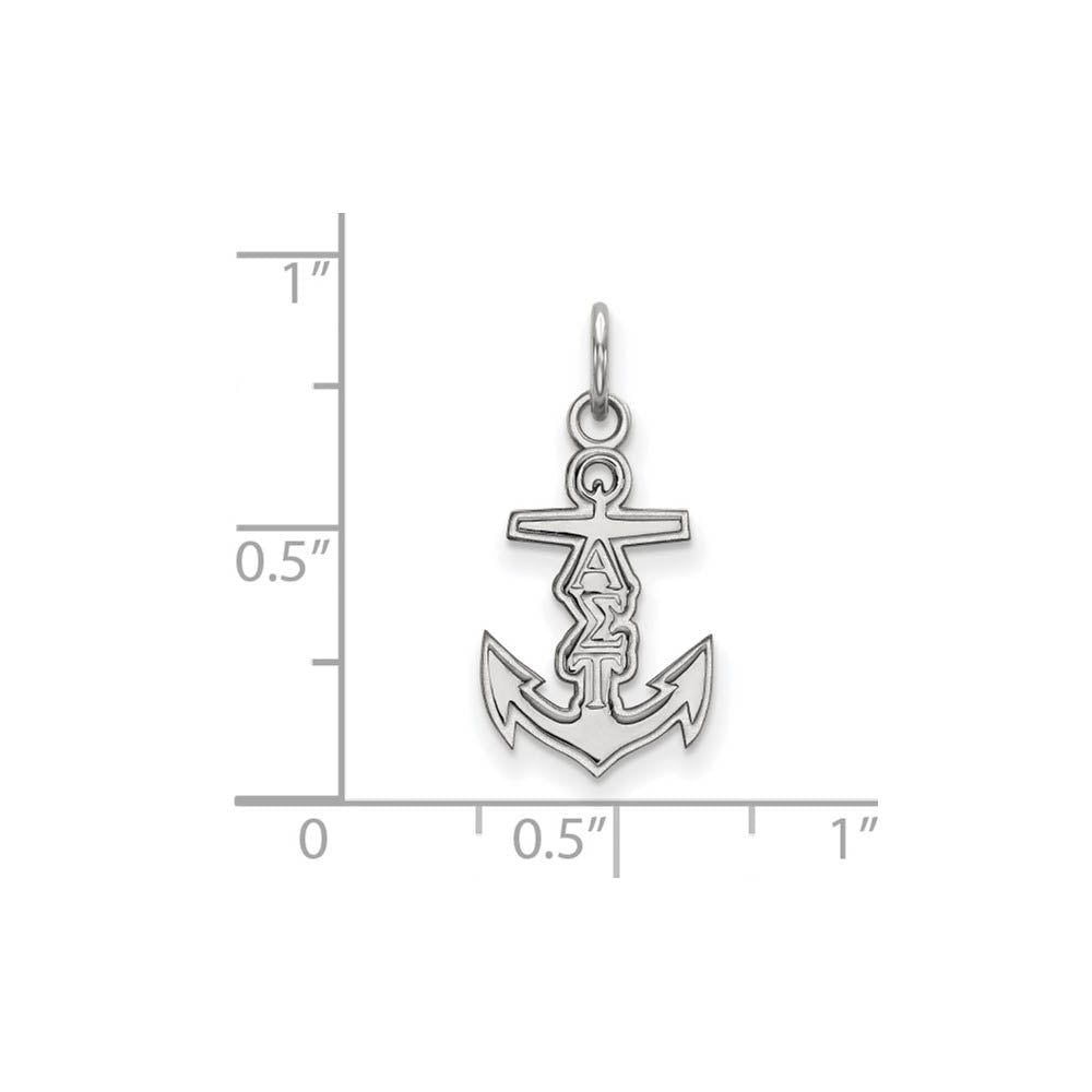 Alternate view of the Sterling Silver Alpha Sigma Tau XS (Tiny) Charm or Pendant by The Black Bow Jewelry Co.