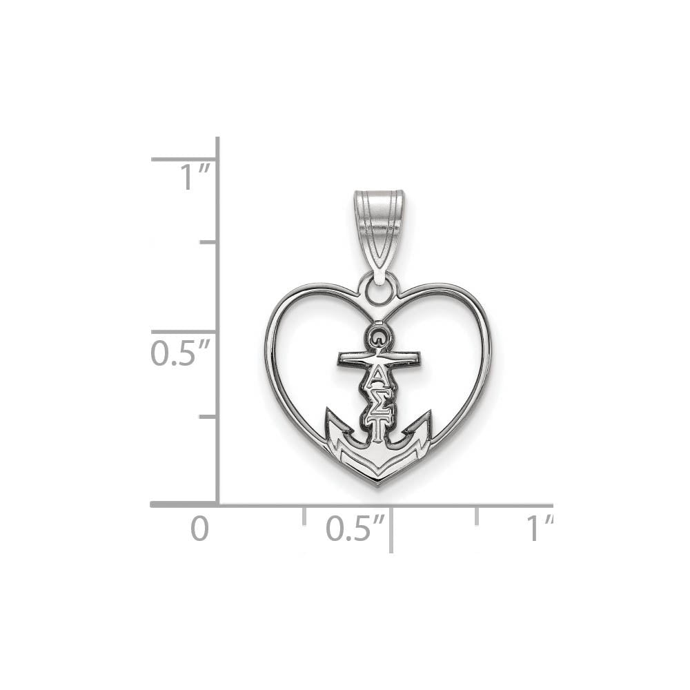 Alternate view of the Sterling Silver Alpha Sigma Tau Heart Pendant by The Black Bow Jewelry Co.