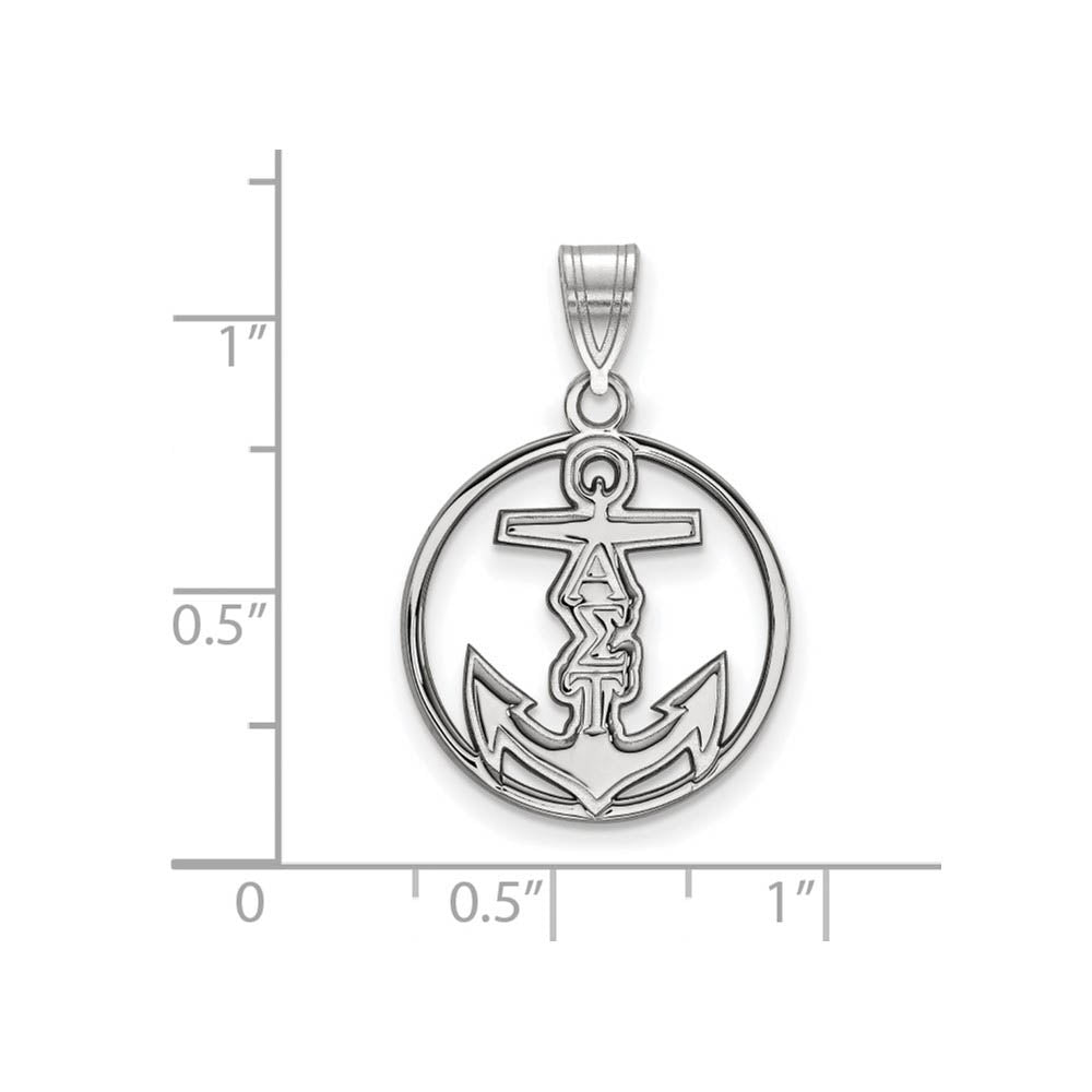 Alternate view of the Sterling Silver Alpha Sigma Tau Medium Circle Pendant by The Black Bow Jewelry Co.