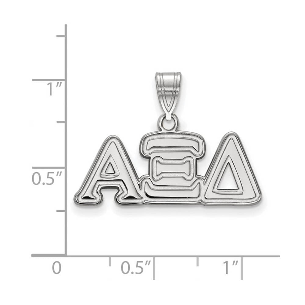 Alternate view of the Sterling Silver Alpha Xi Delta Medium Greek Letters Pendant by The Black Bow Jewelry Co.