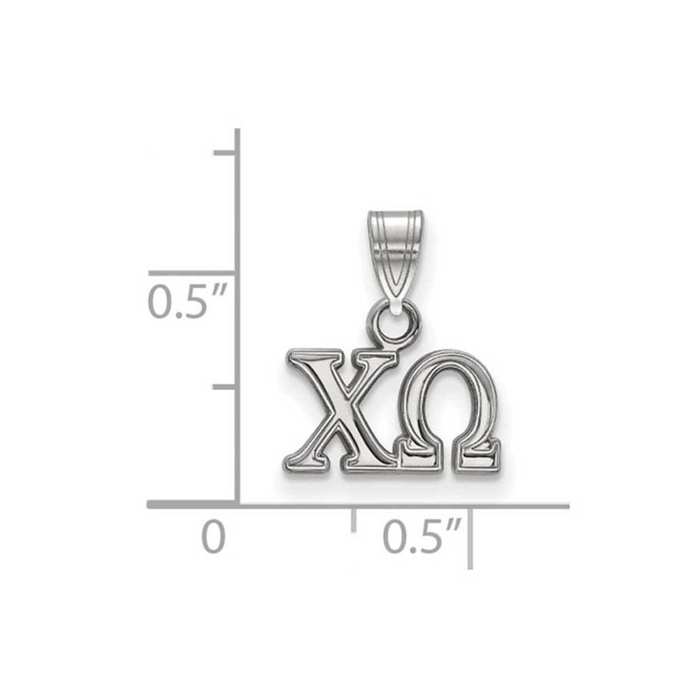 Alternate view of the Sterling Silver Chi Omega Small Greek Letters Pendant by The Black Bow Jewelry Co.