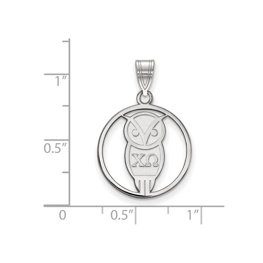 Alternate view of the Sterling Silver Chi Omega Medium Circle Pendant by The Black Bow Jewelry Co.