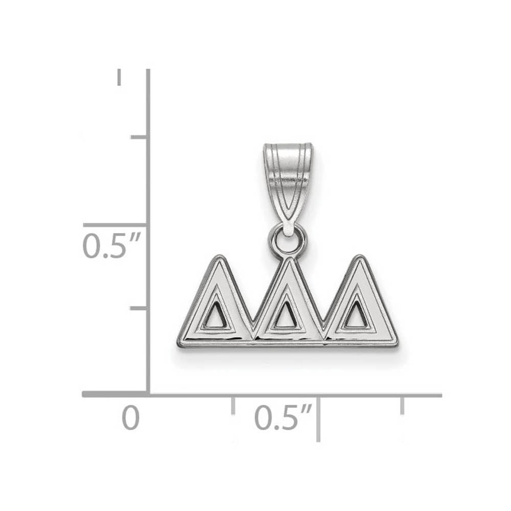 Alternate view of the Sterling Silver Delta Delta Delta Medium Greek Letters Pendant by The Black Bow Jewelry Co.