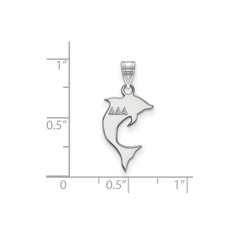 Alternate view of the Sterling Silver Delta Delta Delta Small Pendant by The Black Bow Jewelry Co.